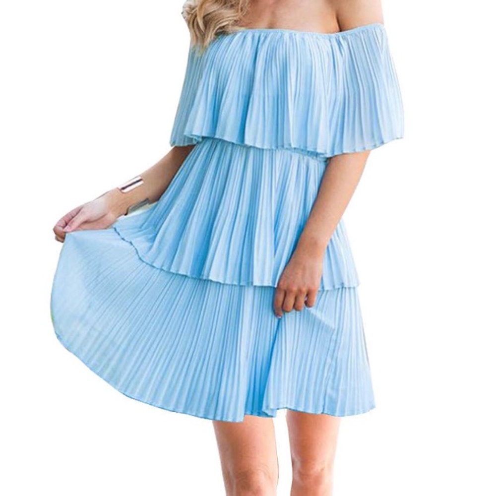 BLUE OFF THE SHOULDER DRESS MEDIUM